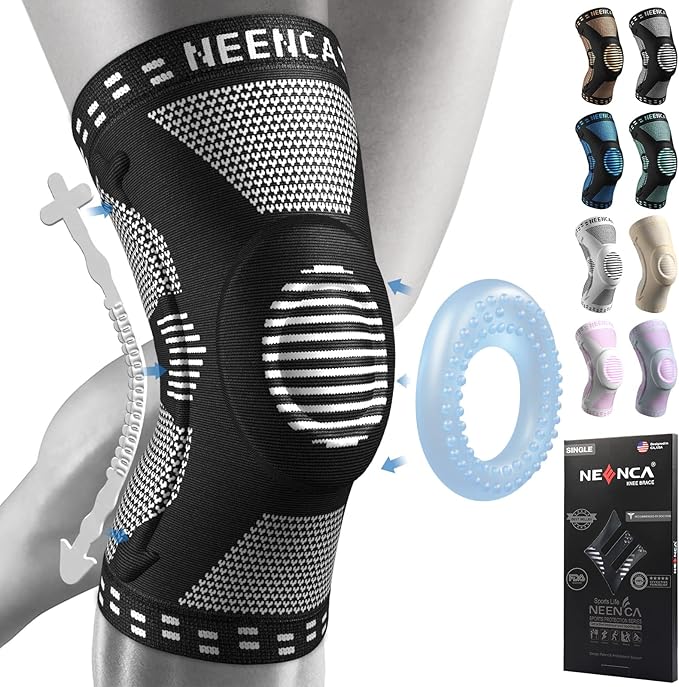 NEENCA Professional Knee Brace for Pain Relief, Medical Knee Support with Patella Pad & Side Stabilizers, Compression Knee Sleeve for Meniscus Tear, ACL, Joint Pain, Runner, Workout (Black, XX-Large)