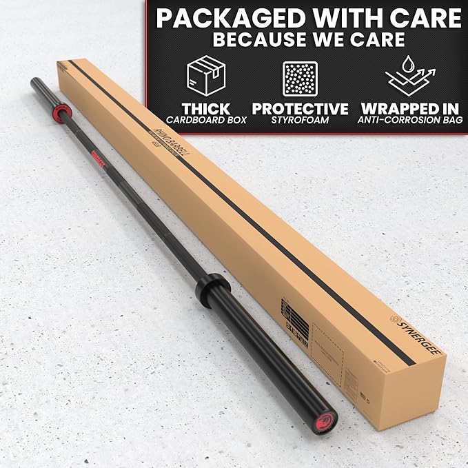 Synergee 45lb Rhino Power Bar Cerakote Finish Barbell. Rated 1500lbs for Powerlifting - Deadlift - Squat - Bench Bar