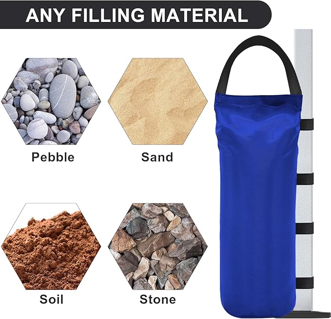 Eurmax USA 125LBS 4-Pack Universal Canopy Weights, Secure Wind Protection to Prevent Tipping, Easy Wrap-Around Installation Heavy Duty Sandbags (Without Sand), Fits All Instant Shelter Legs,Blue