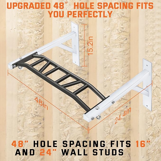 Upgrade Pull Up Bar Wall Mounted,Heavy Duty Multi Grip Chin Up Bar for Strength Training, 600 lbs Capacity, Durable Steel Construction, Perfect for Home and Garage Workouts