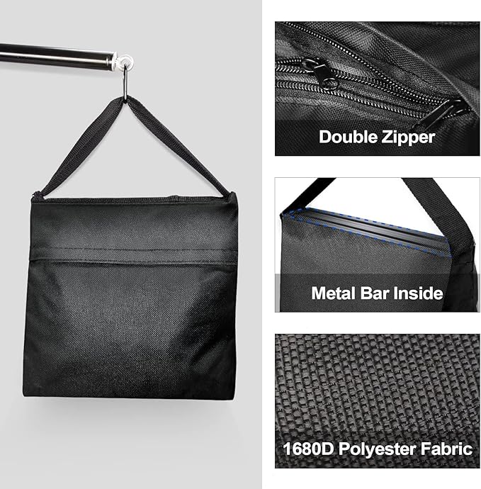 EMART Heavy Duty Sandbag Photo Studio Weight Bag Saddlebag Design for Photography Light Stand Tripod, Outdoor Patio, Sports, Pop up Tent, Umbrella Base, Camping, Fishing Chair -8 Packs Set(Black)