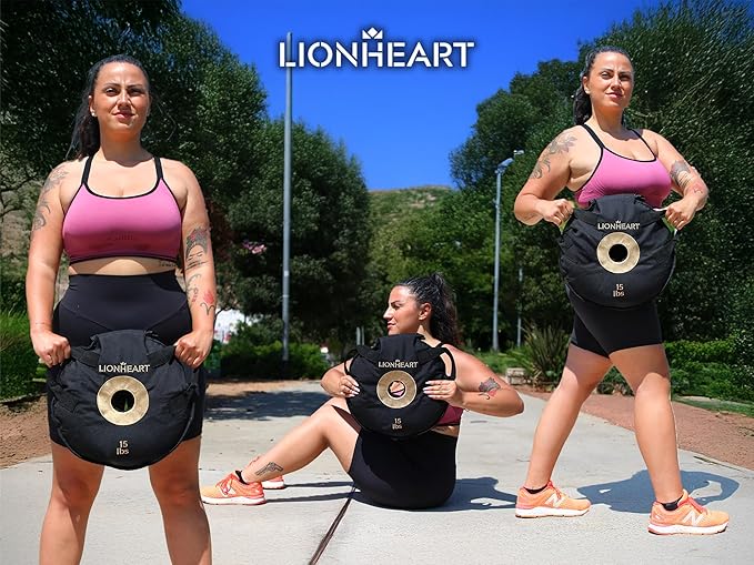 Lionheart Sand Bag Weight Plates Set | Sandbags for Working Out | Home Gym Bumper Plates | Travel-Friendly Sandbag for Fitness & Weight Training | Unfilled 10, 15, 25, 35, 45 lb Plates (Set of 2)