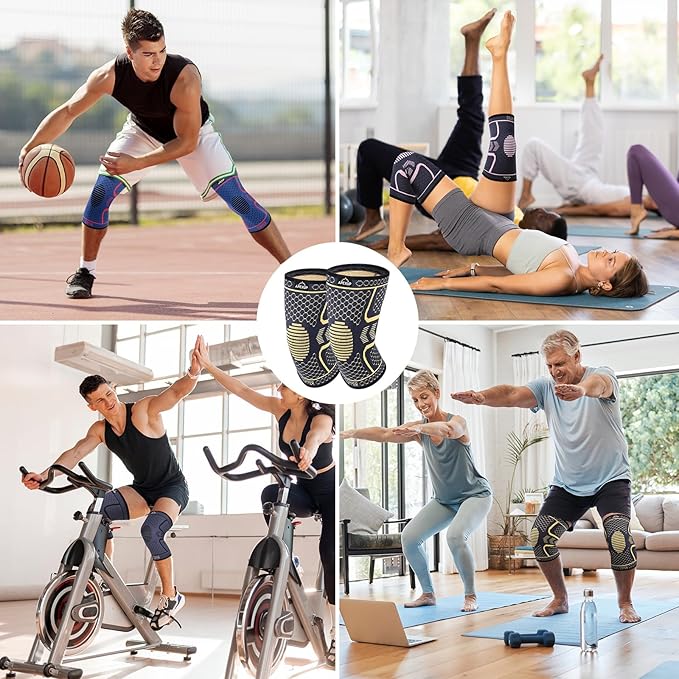 APEXUP Compression Knee Brace for Women, Copper Compression Sleeve for Knee Support, Arthritis Pain Relief, Meniscus Tear, ACL, Running