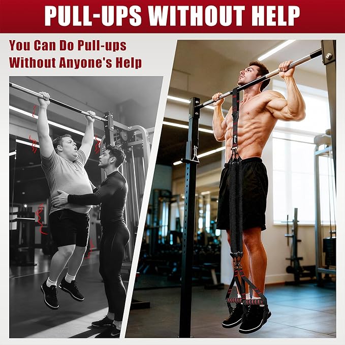 Pull Up Assistance Bands, Heavy Duty Resistance Bands with Handles, Exercise Band with Door Anchor, Adjustable Workout Band Set for Pull Up Bar, Full Body Strength&Muscle Training, Recovery, Home Gym