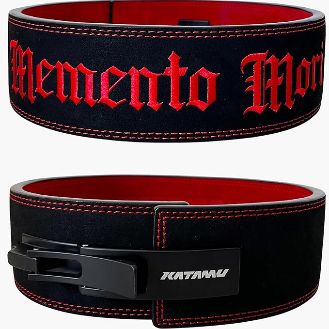 Katamu Premium Leather Lever Weightlifting Belt – Secure Steel Lever, Powerlifting Support for Deadlifts, Squats & Heavy Lifts