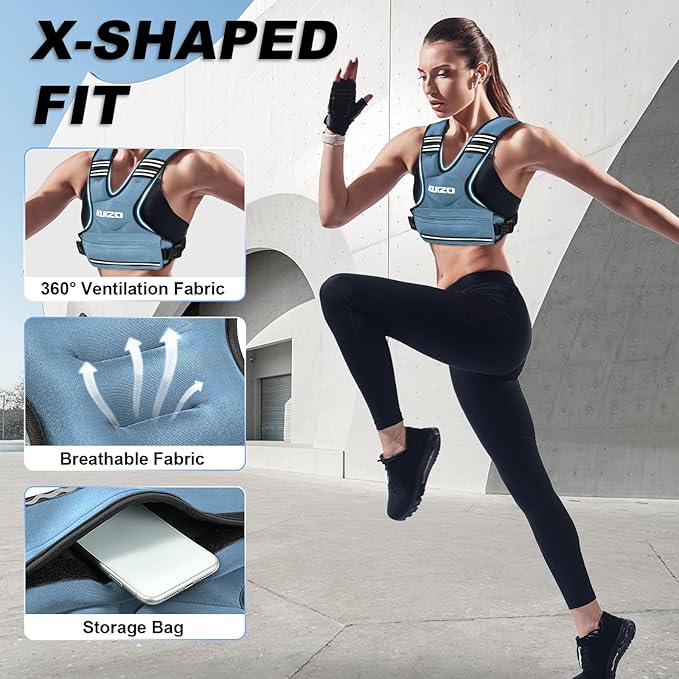 Adjustable Weighted Vest Woman Men, 6-12lb/12-18lb/20-32lb Weight Vest with 6 Ironsand Weights for Strength Training Rucking Running Walking Fitness Workout