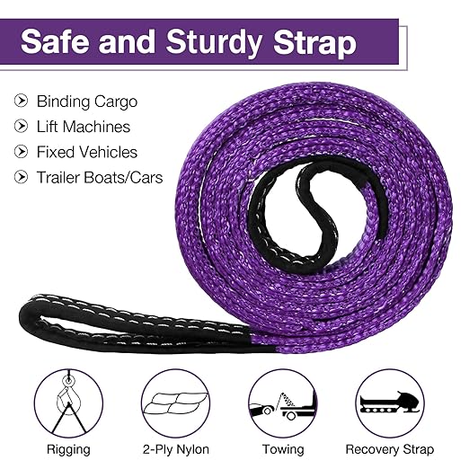 Lift Sling Straps,1" x 5' 2-Ply Heavy Duty Flat Eye Lift Sling,Twist Eye Polyester Lifting Sling Straps Nylon Tree Saver Recovery Strap Web Slings Rigging Moving Tow Hoisting Gear Strap
