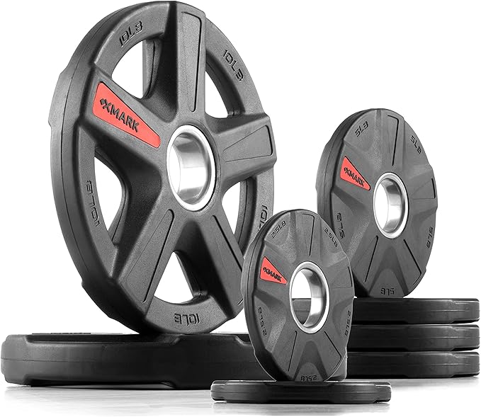 XMARK TEXAS STAR Olympic Weights Set for Home Gym - Weight Plates for Barbells, Weightlifting & Strength Training Equipment