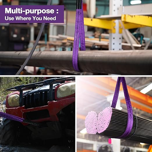 Lift Sling Straps,1" x 16' 2-Ply Heavy Duty Flat Eye Lift Sling,Twist Eye Polyester Lifting Sling Straps Nylon Tree Saver Recovery Strap Web Slings Rigging Moving Tow Hoisting Gear Strap