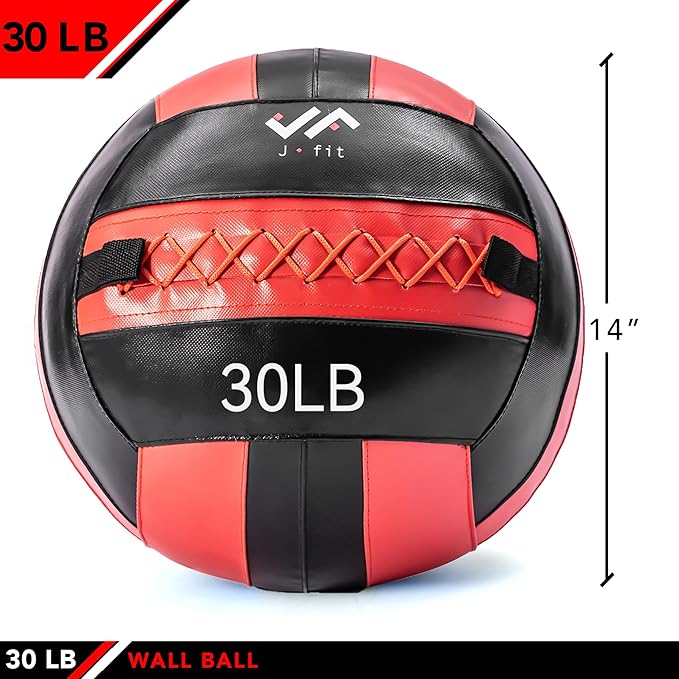 JFit Wall Ball – Premium Soft Weighted Exercise Ball for Strength, Conditioning, Gym & Home Workouts, 4-30 LB