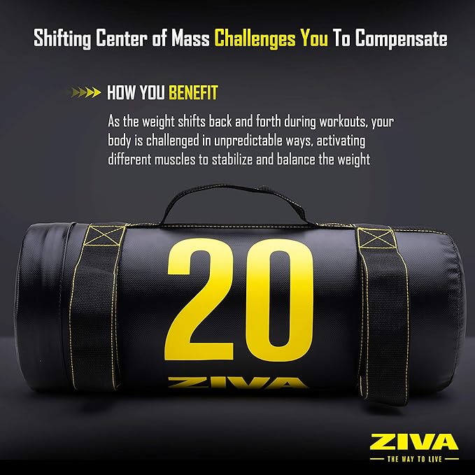 ZIVA Power Sandbag – Pre-Weighted Training Bag with Multiple Handles for Full-Body Strength & Conditioning – Heavy-Duty, No-Fill Needed (10–50 lb)