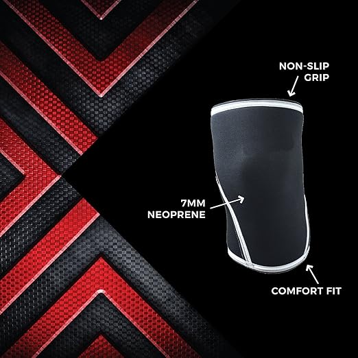 Knee Sleeves (1 Pair) 7mm Neoprene Thick Compression Knee Brace Support for Weightlifting, Powerlifting, Squatting and Cross Fit Training Fitness for Women and Men Black, L