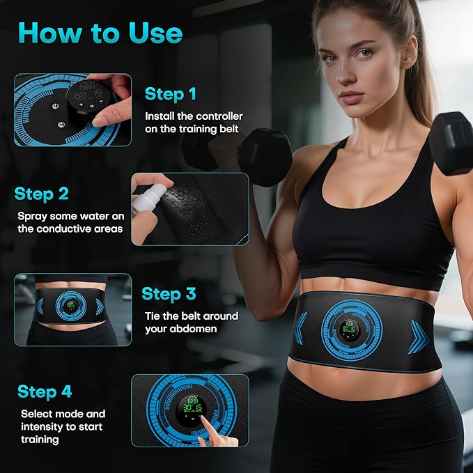 EMS Muscle Stimulator, Electronic ABS Stimulator Muscle Toner Trainer for Abdominal/Arms/Legs, FDA Cleared Ab Fitness Strength Training Workout Equipment for Men and Women
