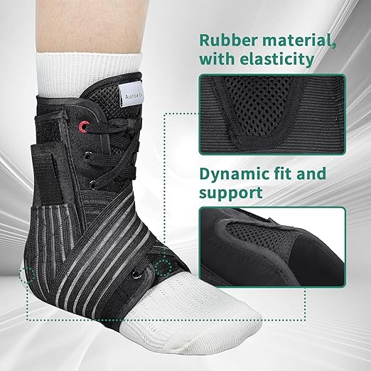 Ankle Brace for Sprained Ankle Lace up Support Brace for Women Men with Side Splints Adjustable Ankles Stabilizer for Injury Recover, Sports, S