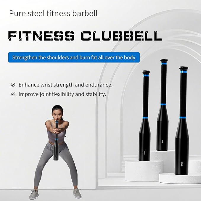 Adjustable Macebell & Pure Steel Barbell Set (6.5‑35 lbs) – 6‑in‑1 Indian Clubs & Barbell Kit for Full Body, Grip, Shoulder Training – Home Gym Strength Equipment with Anti‑Slip Grips