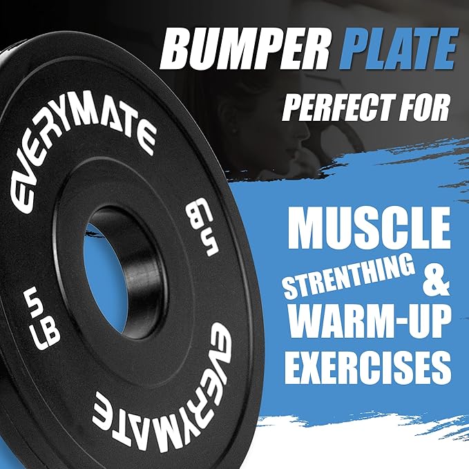 EVERYMATE Black Change Weight Plates 1.25LB 2.5LB 5LB Set Fractional Olympic Bumper Plates for Cross Training Steel Insert Strength Training