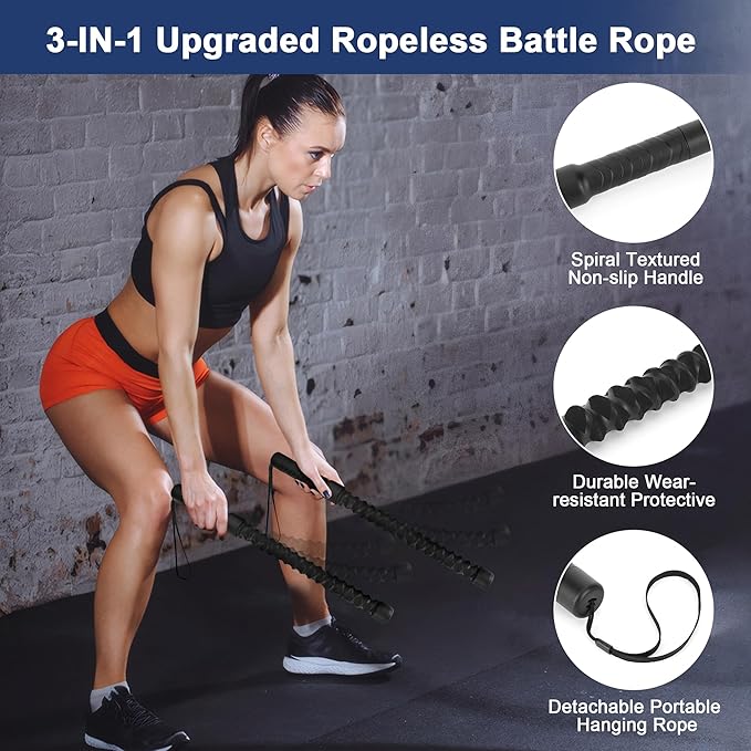 ASIEIT Upgraded Ropeless Battle Rope for Home Gym, Adjustable Weight Battle Ropes for Advanced Fitness Training, Portable Workout Ropes for Athletes, Boxers, Fitness Beginners, Burn Fat