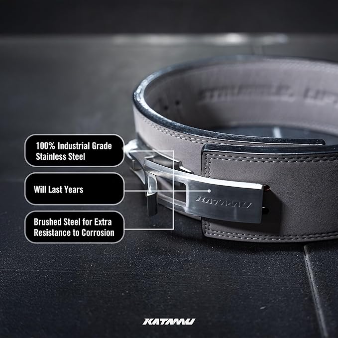 Katamu Premium 13mm Leather Weightlifting Belt - For Powerlifting, Weightlifting and Squat Lifting - Katamu Lever Belts