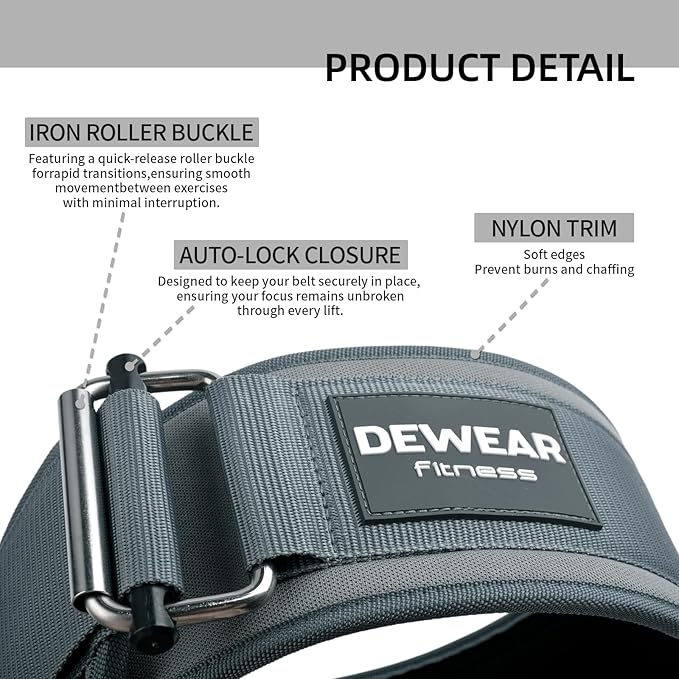 Durable Weight Lifting Belt, 4'' Wide Gym Belt for Bodybuilding, Powerlifting, Squats, Deadlift - Provides Lumbar Support & Stability for Men & Women