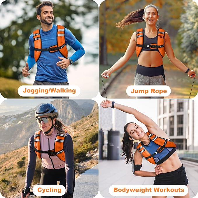 Weighted Vest Woman 5lb/8lb/10lb/12lb/15lb/20lb/25lb/30lb Weight Vest for Women Men, Rucking Vests with Reflective Stripe for Running Workout Walking Strength Training Weight Loss Fitness Weightlifting