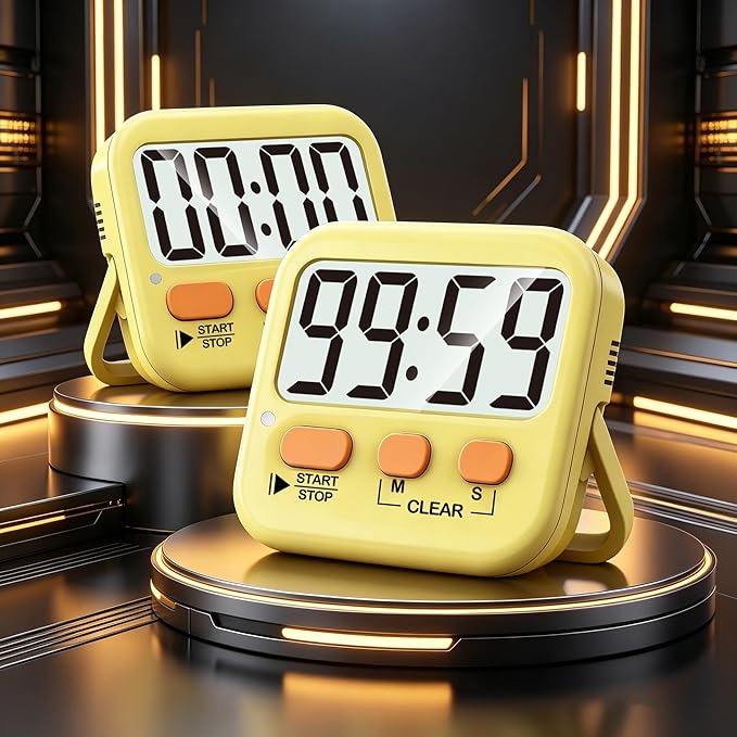 Antonki 2 Pack Digital Timer for Kids, Magnetic Countdown Kitchen Timers for Cooking, Egg, Classroom, Teacher, Exercise, Study, Oven - Battery Included