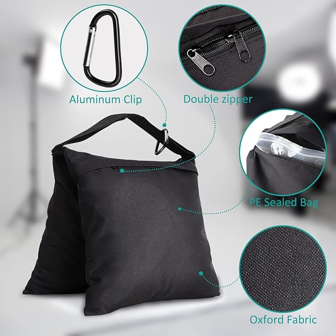Aimosen 12 Packs Sandbags Weight Bags for Light Stand Photography Video Support, Heavy Duty Saddlebags for Backdrop Stand, Photo Tripod, Canopy, Pop up Tent, Umbrella Base, Fishing Chair, Wedding Shed