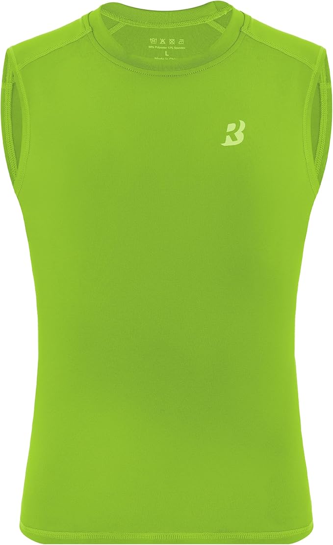 Roadbox Boys Youth Sleeveless Compression Shirt, Quick Dry Kids Football Undershirt, Athletic Soft Tank Tops Sport Basketball