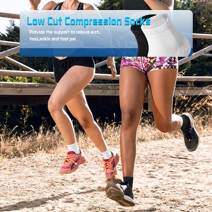 Iseasoo Copper Ankle Compression Socks - Low Cut Arch Support Socks for Men & Women, Running, Nurses, Plantar Fasciitis Socks
