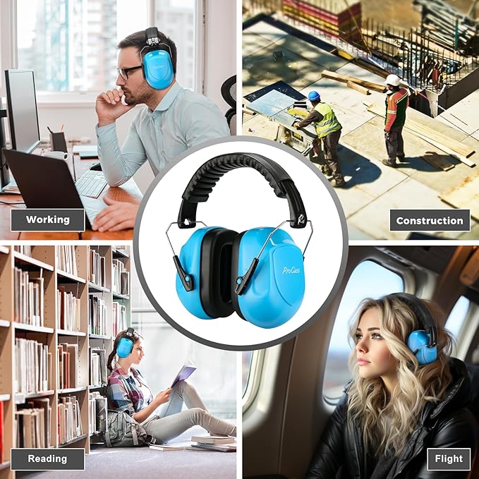 ProCase Noise Reduction Ear Muffs, Sound Proof Ear Protection, NRR 28dB Noise Cancelling Headphones for Adults Kids Autism, Hearing Protection for Shooting Gun Range Mowing -Pure Blue