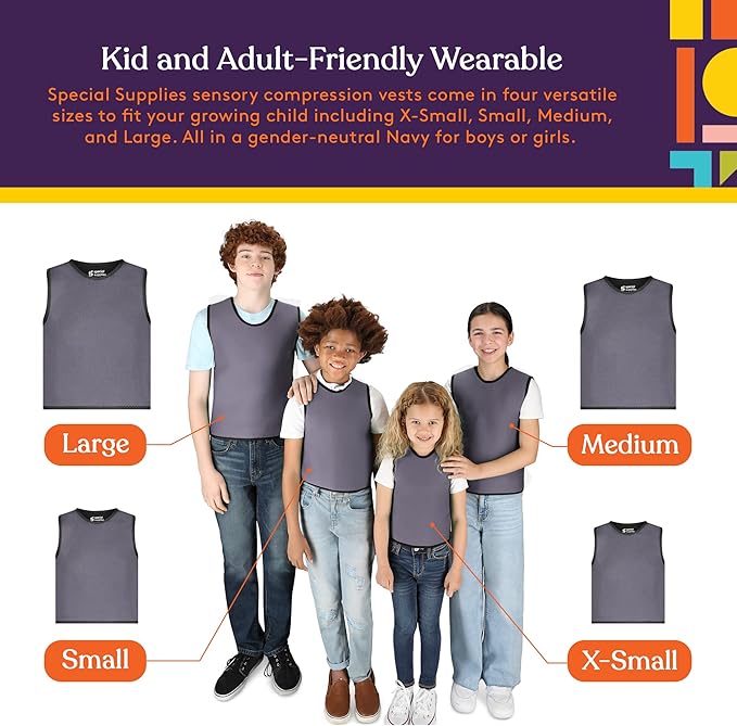 Special Supplies Sensory Compression Vest Deep Pressure Comfort (Grey, X-Small)