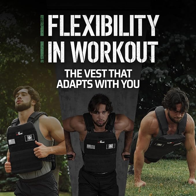 Amstaff Tactical Weighted Vest - Adjustable Weight Vests - Versatile Wearable Vest for Fitness Workouts, Strength and Endurance Training, Running