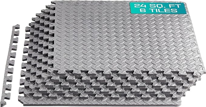 Yes4All 24SQFT-120SQFT Puzzle Exercise Mat for Home Gym, EVA Interlocking Foam Floor Tiles with Border for Workout Equipment