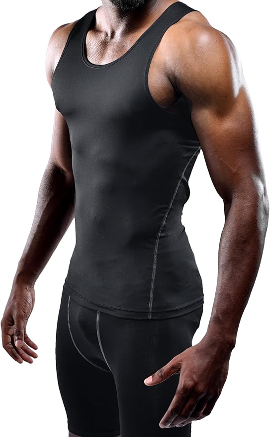 NELEUS Men's 3 Pack Athletic Compression Under Base Layer Sport Tank Top
