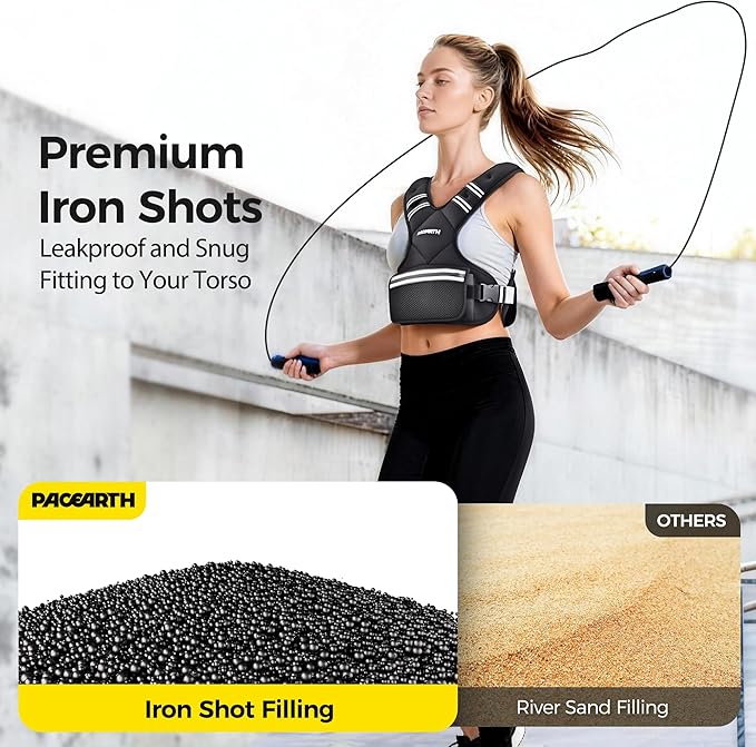 PACEARTH Adjustable Weight Vest 4-10lbs / 11-20lbs / 20-32lbs X-Shape Weighted Vest for Women and Men, Home Workout Ironsand Vest with Zipper Pouch and 6 Weight Packs, Available in Pink, Gray, Black