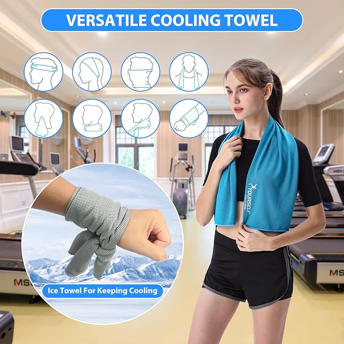 SYOURSELF Cooling Towels for Neck and Face, 4 Pack 40" x 12" Cooling Towel for Hot Weather, Soft Breathable Instant Cool Chilly Pad for Sports Golf Yoga Gym Athletes Camping Ice Towels(Grey)