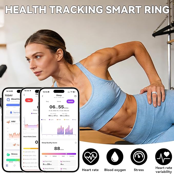Smart Ring for Women Men,Fitness Tracker Ring,Heart Rate,Blood Oxygen,Step Tracker,Sleep Tracker,Meditation Assistance,No Subscription Fee,IP68 Waterproof Smart Ring for iphone&Android(Gold 10)