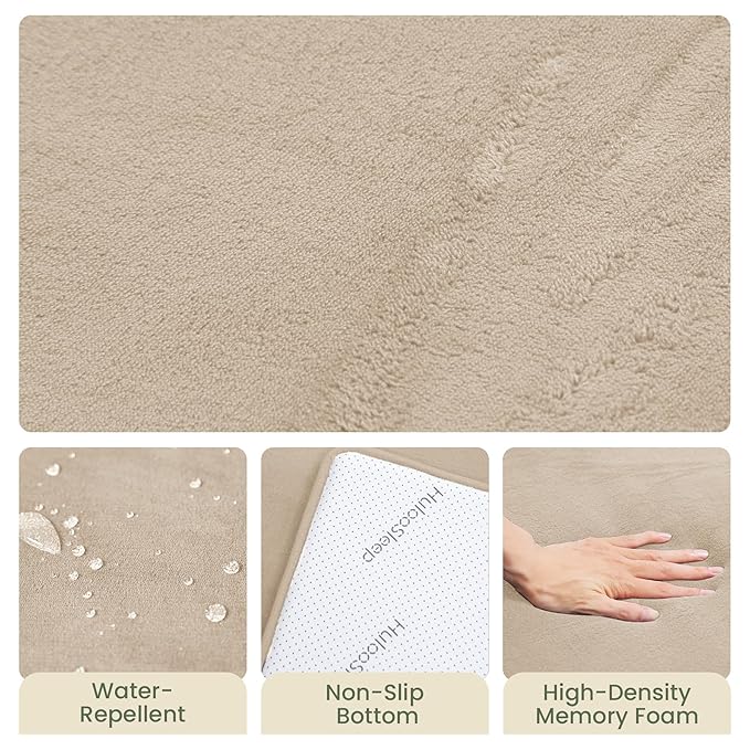 Baby Play Mat for Floor,1.3" Thick Elasti-Foam 50"×50" Playpen Mat for Tummy Time,Water Repellent Soft Coral Velvet for Toddler,Infant,Kids,Non-Slip Backing Safe for Crawling(Beige)