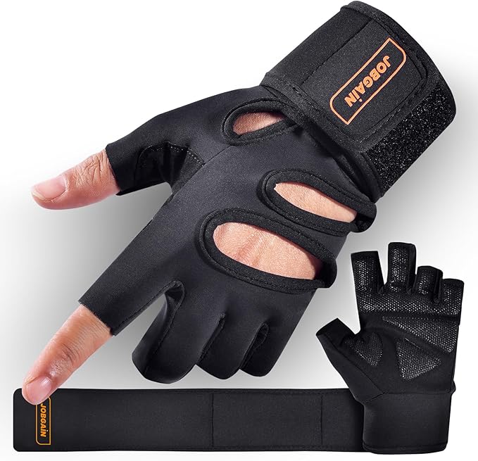 Workout Gloves for Men and Women, Gym Weight Lifting Padded Gloves with Wrist Wrap Support, Full Palm Protection & Extra Grips, for Weightlifting, Exercise, Cross Training, Fitness, Pull-Up