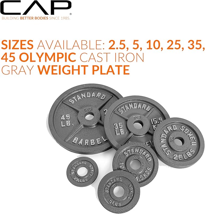 CAP Barbell 2-Inch Olympic Cast Iron Plate Weight Set | 75-285 lbs | Multiple Options