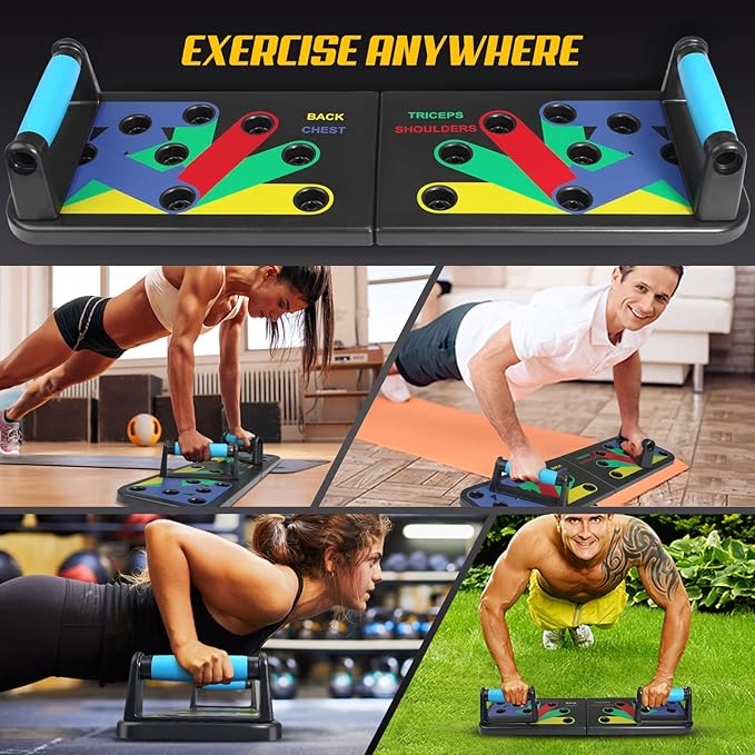 IUT Solid Push Up Board 15 in 1 Home Workout Equipment Multi-Functional Pushup Stands System Fitness Floor Chest Muscle Exercise Professional Equipment Burn Fat