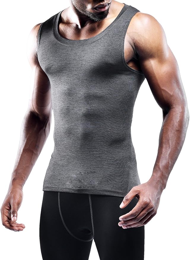NELEUS Men's 3 Pack Athletic Compression Under Base Layer Sport Tank Top
