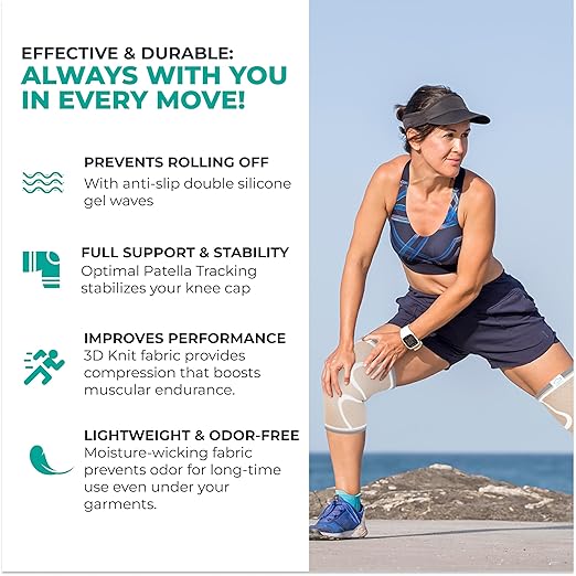 Modvel Compression Knee Brace for Women & Men, 2 Pack Knee Support Sleeves for Running, Meniscus Tear, ACL, Arthritis Pain Relief, Workout – XXL, Skin