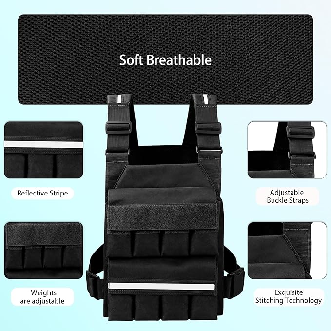 SUNRISING Weight Vest for Men Women，Adjustable Weighted Vests Strength and Endurance Training Fitness Workouts Tactical Running（Excluding Lead Blocks）