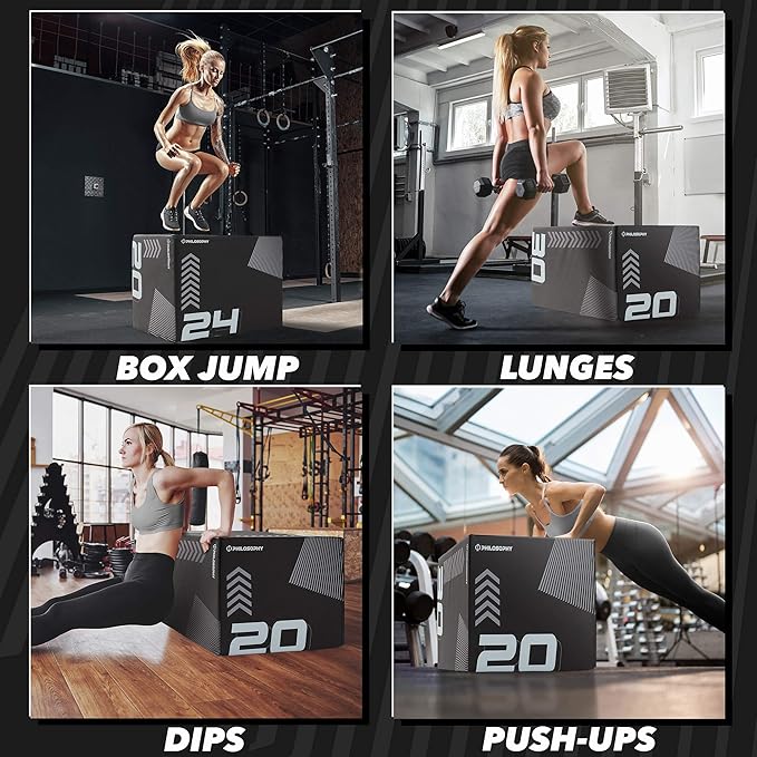 Philosophy Gym 3-in-1 Foam Plyo Box, Soft Plyometric Jump Box for Home Gym, HIIT, Jumps, Step-Ups, Agility and Strength Training