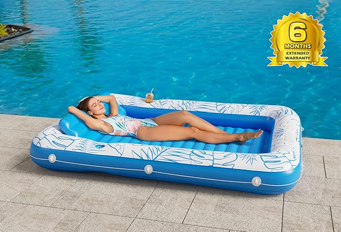 Inflatable Tanning Pool Lounger Float - Jasonwell 4 in 1 Sun Tan Tub Sunbathing Lounge Raft Floatie Toys Water Filled Bed Mat Pad for Kids Adult Blow Up Kiddie Ball Pit Pool (XL)