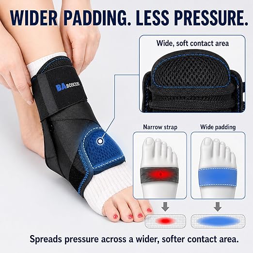 Ankle Brace for Sprain & Sports – 3-Point Support System, No Pressure Comfort Even After Hours, Figure-8 Stability, Easy Hook & Loop Fit for Running, Basketball & Work, L