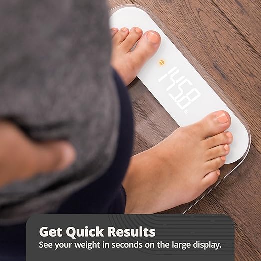 Greater Goods AccuCheck Digital Scale for Body Weight - Accurate Digital Bathroom Scale with High-Precision Sensors, Large Easy-to-Read Backlit Display, 400 lb Capacity, Auto Step-On (Clear)