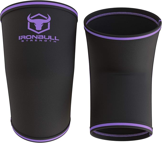 Elbow Sleeves 5mm (1 Pair) - High Performance Elbow Sleeve Support for Weightlifting, Weight Training & Powerlifting - Best Compression Straps - for Men and Women (Large, Black/Purple)