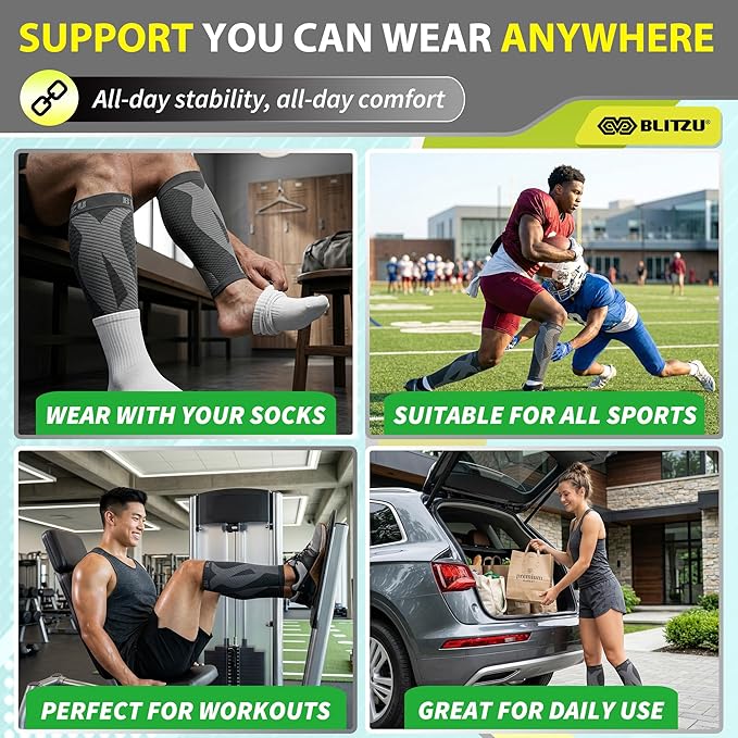 BLITZU Calf Compression Sleeve for Men & Women Footless Compression Socks Support Runners Leg Sleeve Shin Splints Pain Relief