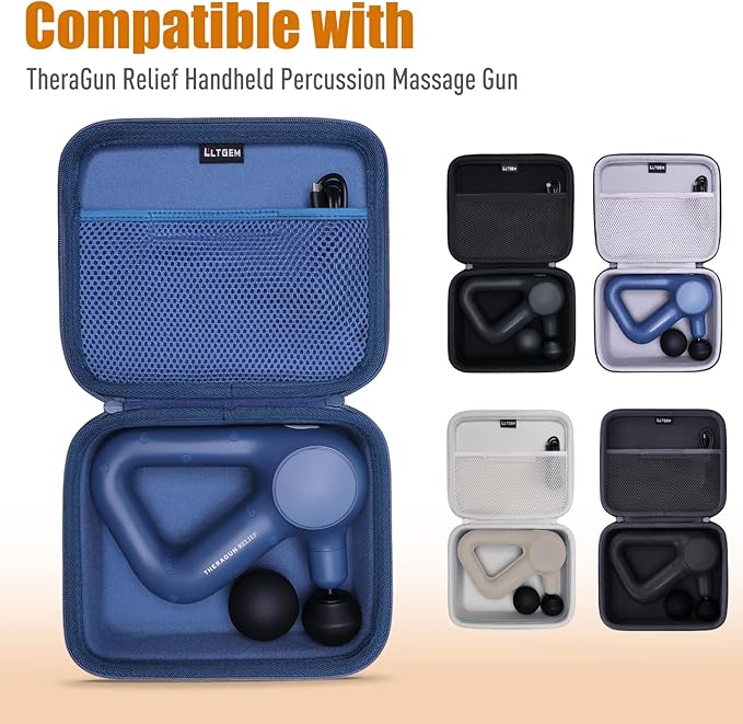 LTGEM Massage Case Compatible with TheraGun Relief Handheld Percussion Massage Gun/Neck/Back/Leg/Shoulder Massage Gun - Travel Protective Carrying Storage Bag, Khaki(Case Only)